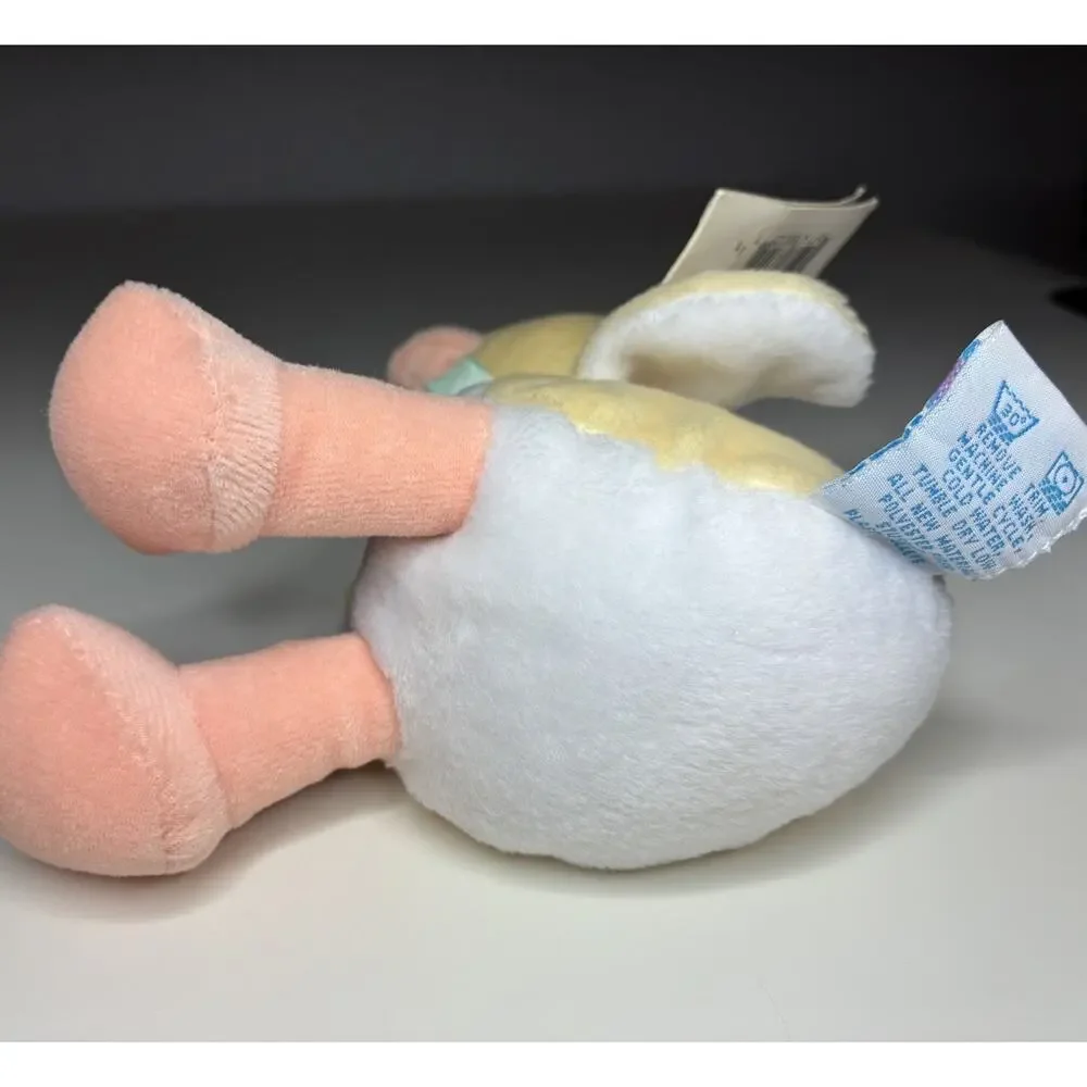Vintage Eden Duck Beanbag Rattle Plush 5” Pastel Yellow Chick Green Bow NWT